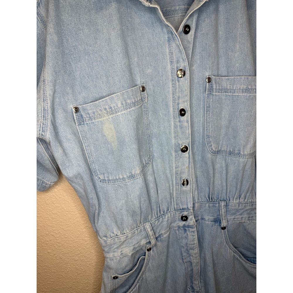 VTG AMI 90s Western Wear Med Wash Denim Short Sleeve Mini Dress Cotton Size 10 - Picture 7 of 15